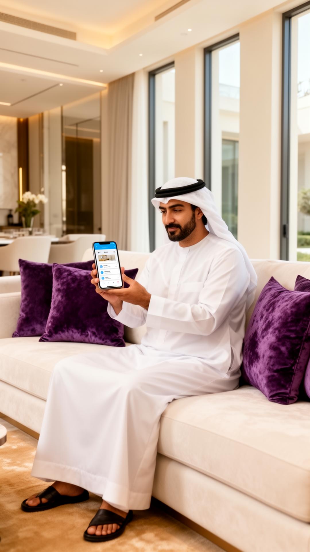 An Emirati father using the Simplify Home app